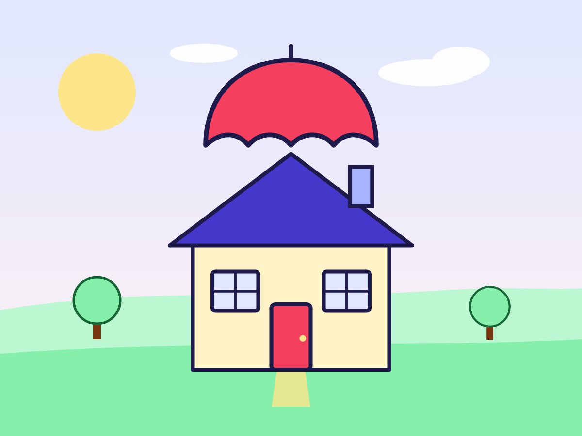 House under an umbrella illustration